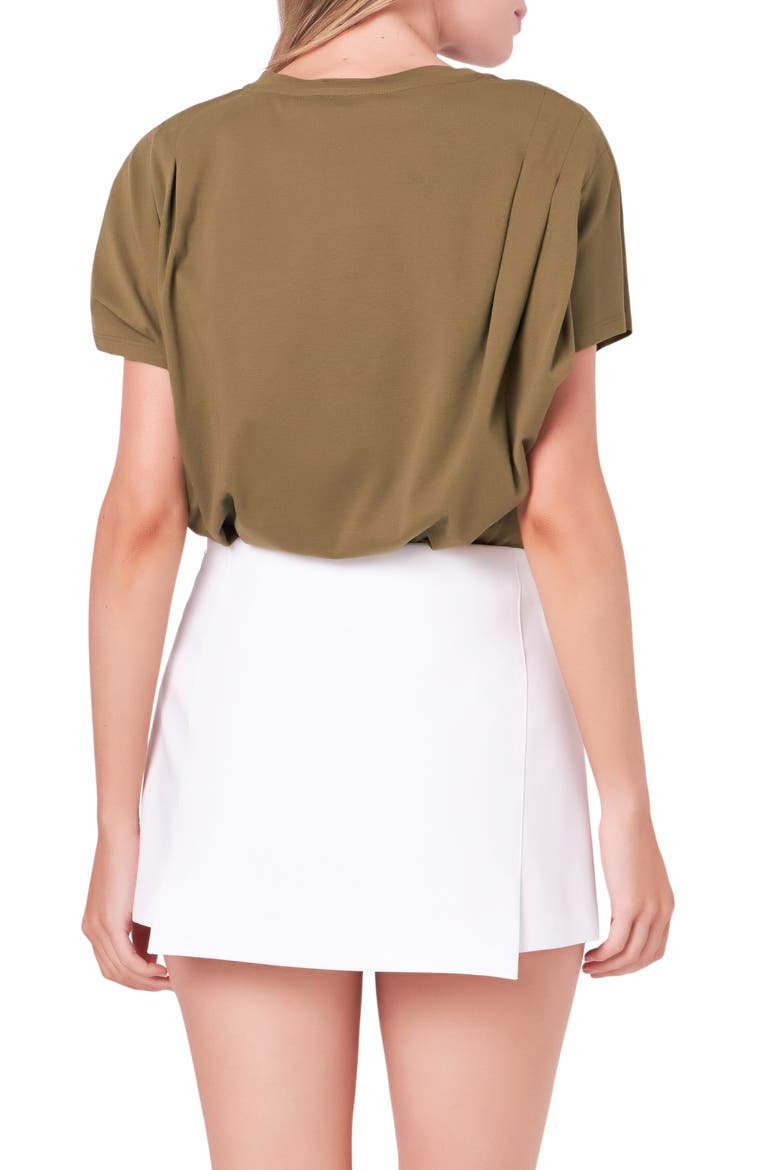 Pleat Shoulder T-Shirt, Alternate, color, OLIVE