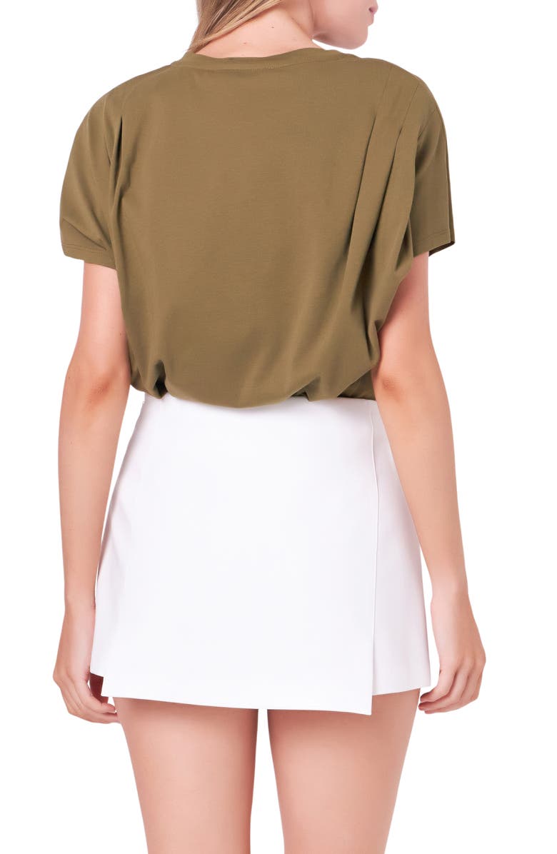 English Factory Pleat Shoulder T-Shirt, Alternate, color, Olive