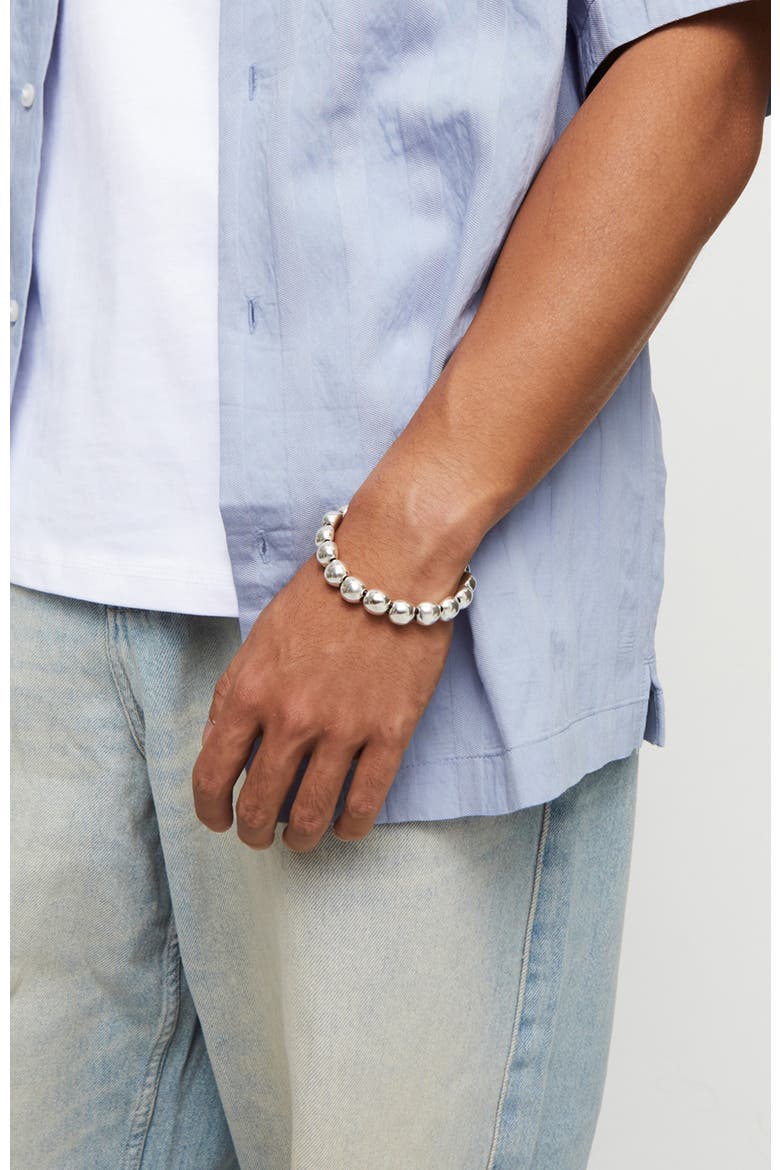 Bracelet with Small Round Beads Plated in Sterling Silver, Alternate, color, Silver