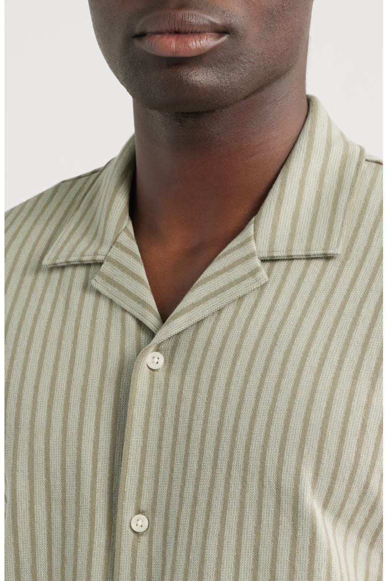 Terra Stripe Cabana Terry Cloth Camp Shirt, Alternate, color, SAGE/ OCEAN GLASS
