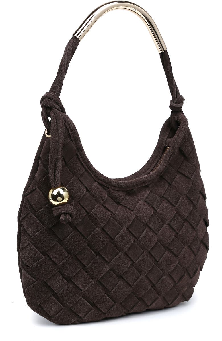 MODA LUXE Woven Leather Shoulder Bag, Alternate, color, Chocolate