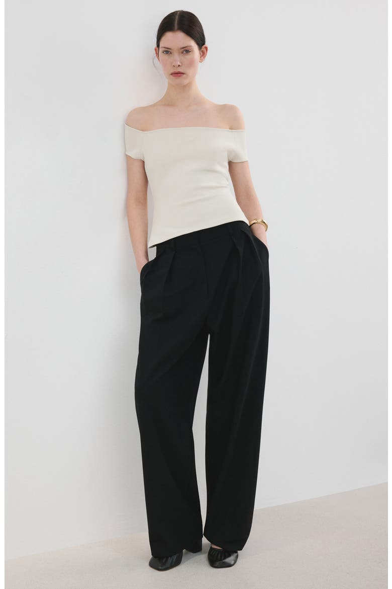Off the Shoulder Fitted Top, Alternate, color, IVORY