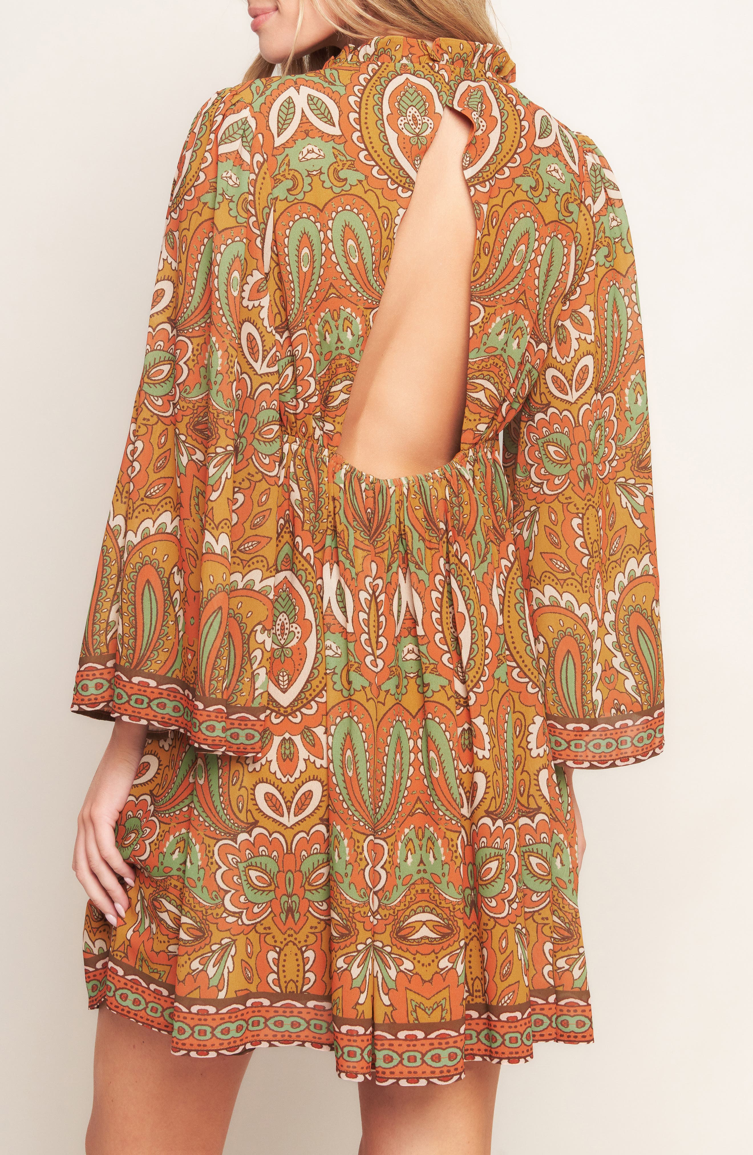 Print Long Sleeve Minidress - image 2