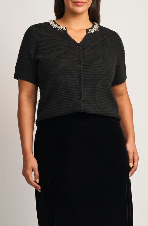 Embellished Short Sleeve Cardigan