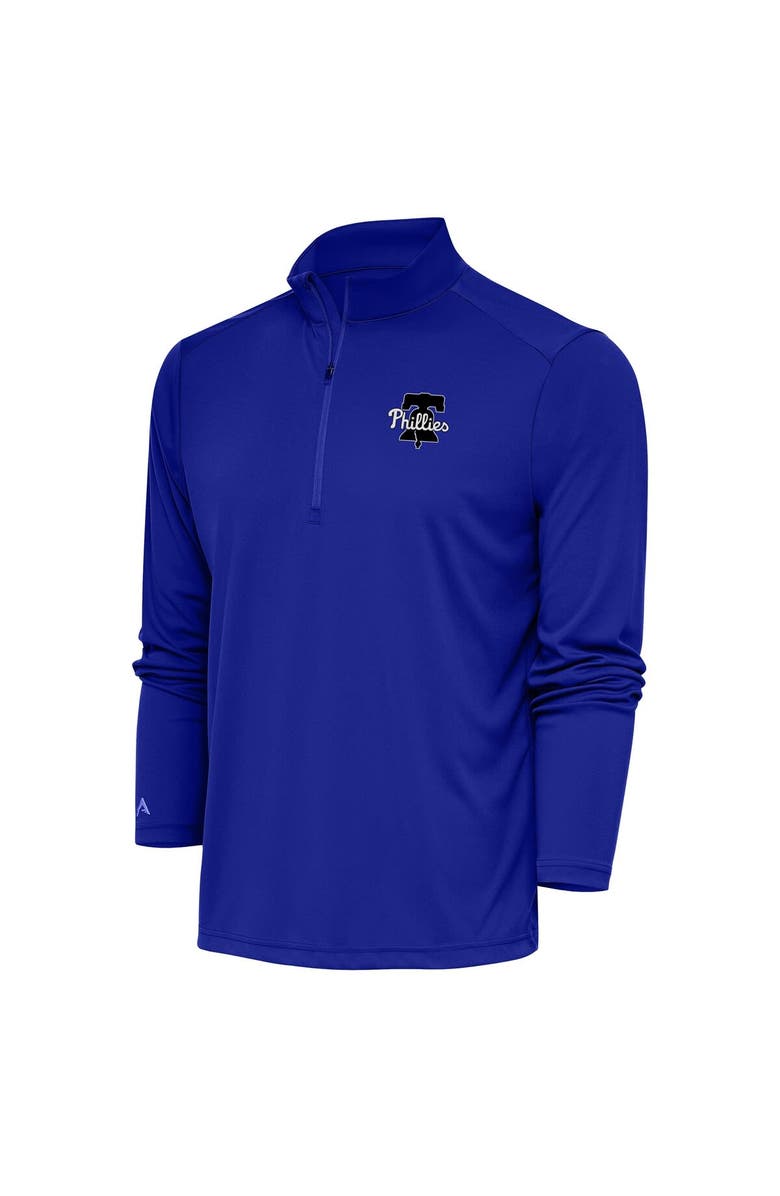 ANTIGUA Men's Antigua Royal Philadelphia Phillies Metallic Tribute Quarter-Zip Top, Alternate, color, Royal