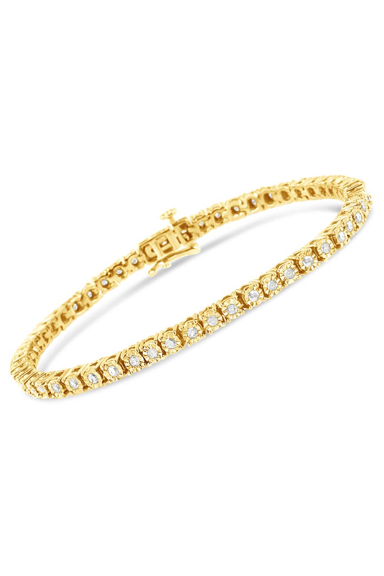 Silver 1.0 Cttw Rustic Diamond Tennis Bracelet, Alternate, color, Yellow Gold over Silver