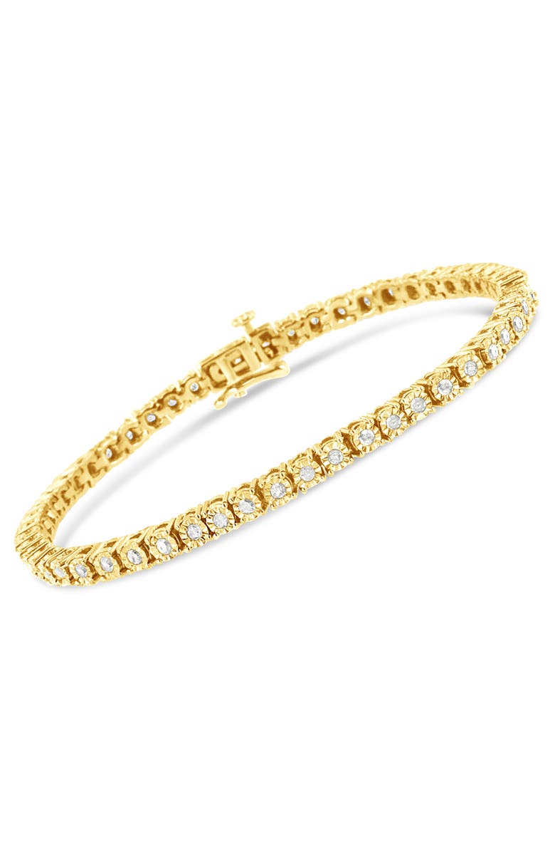 Haus of Brilliance Silver 1.0 Cttw Rustic Diamond Tennis Bracelet, Alternate, color, Yellow Gold Over Silver