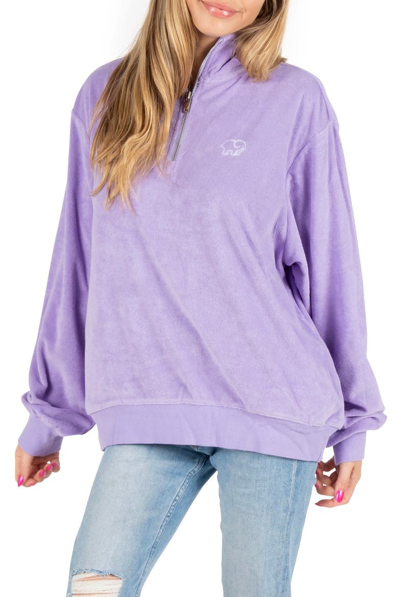 Purple Verbena Quarter Zip Sweatshirt, Main, color, PURPLE VERBENA