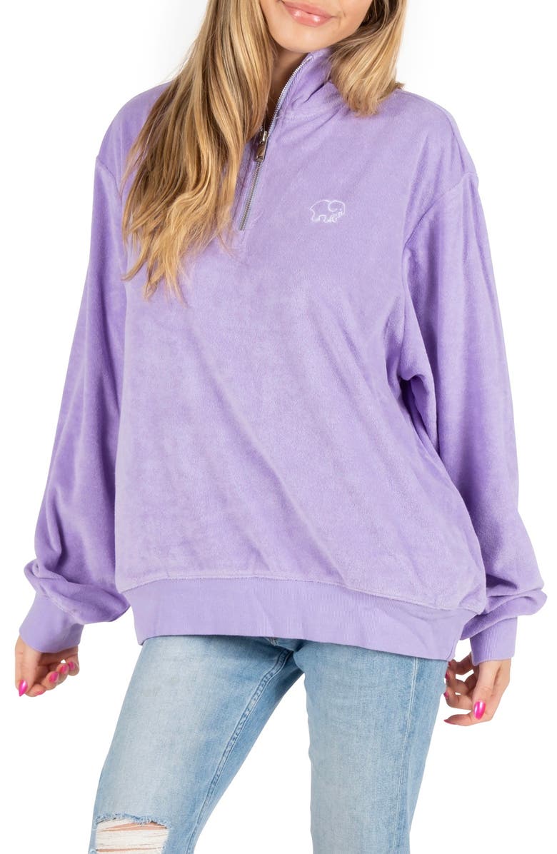Ivory Ella Purple Verbena Quarter Zip Sweatshirt, Main, color, Purple Verbena