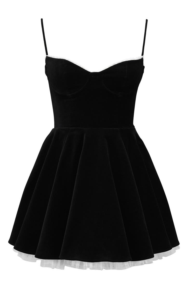 HOUSE OF CB Minimoiselle Bustier Stretch Satin Minidress, Alternate, color, Black