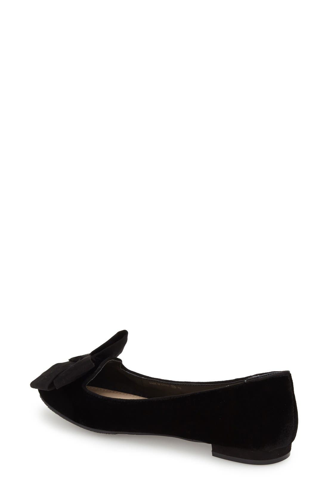 'Wisdom' Embroidered Bow Flat, Alternate, color, BLACK VELVET