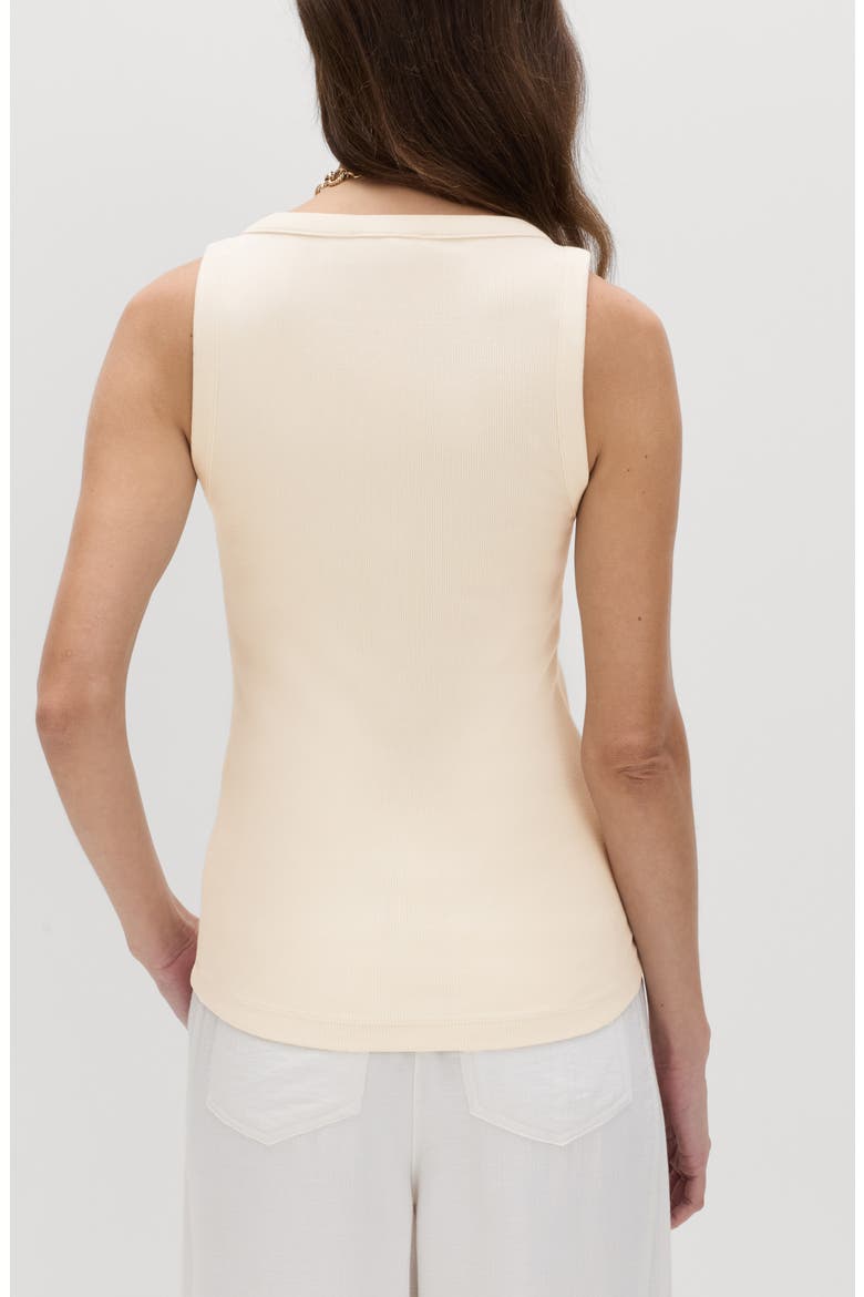 Henley Sleeveless Top, Alternate, color, ECRU BROWN