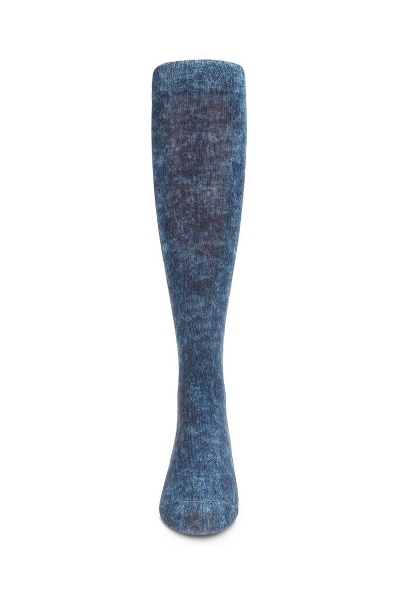 Distressed Wash Denim-Look Knee High Socks, Alternate, color, Blue