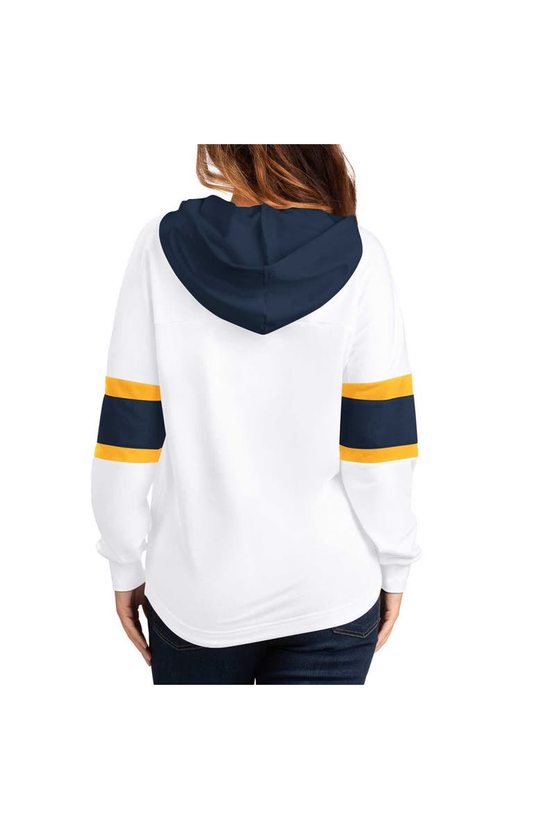 G-III 4HER BY CARL BANKS Women's G-III 4Her by Carl Banks White/Navy Nashville Predators Goal Zone Long Sleeve Lace-Up Hoodie T-Shirt, Alternate, color, White