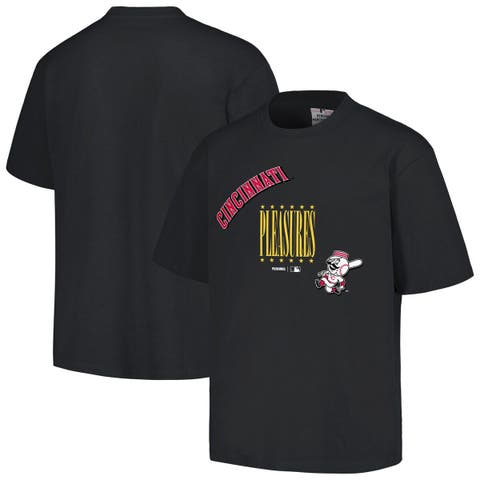 Men's PLEASURES  Black Cincinnati Reds Repurpose T-Shirt