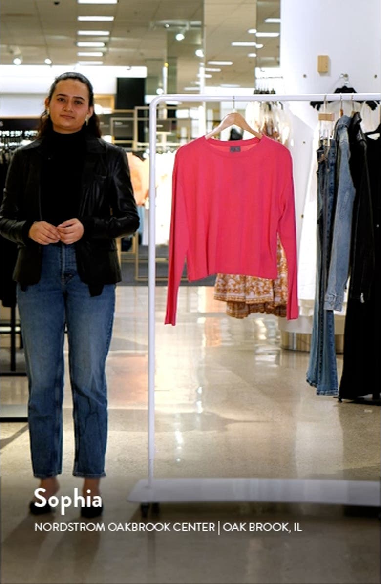 Essential Long Sleeve Organic Cotton Blend Crop T-Shirt, sales video thumbnail