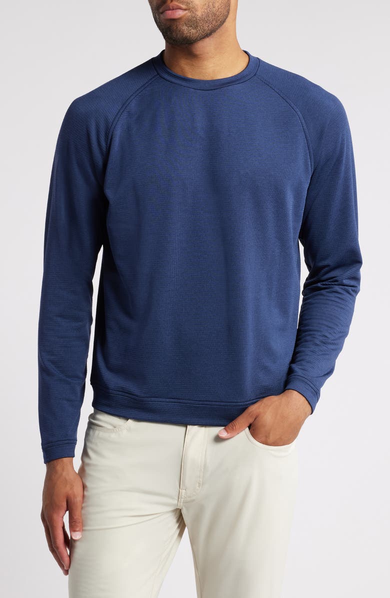 Peter Millar Beaumont Performance Crewneck Top, Main, color, Navy