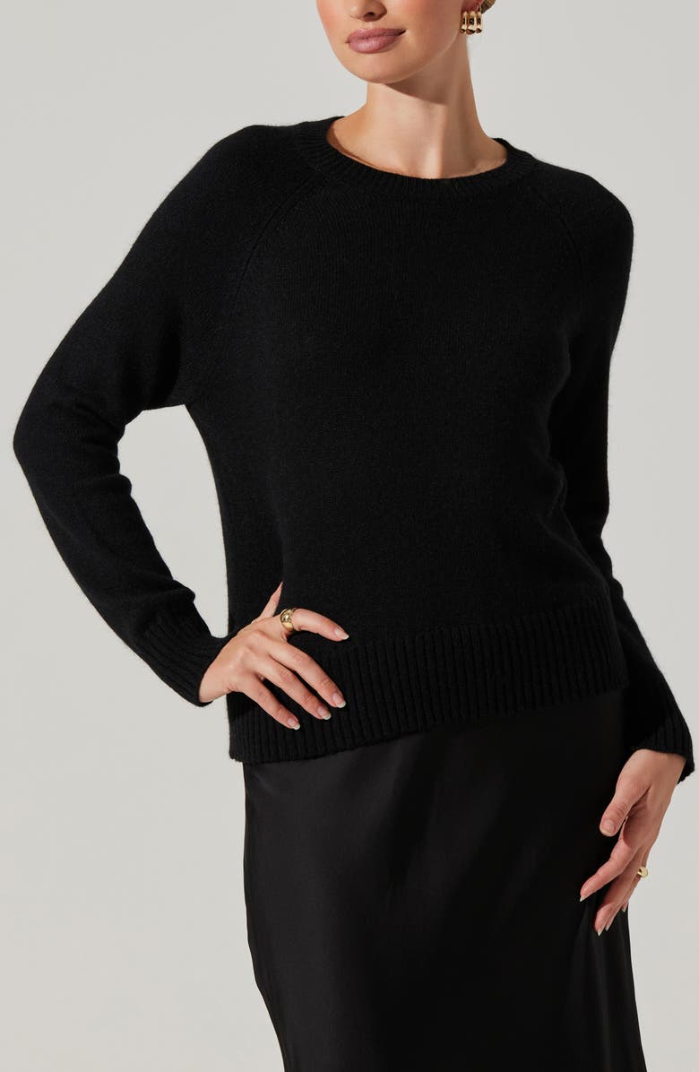 ASTR the Label Helene Mixed Media Long Sleeve Dress, Alternate, color, Black