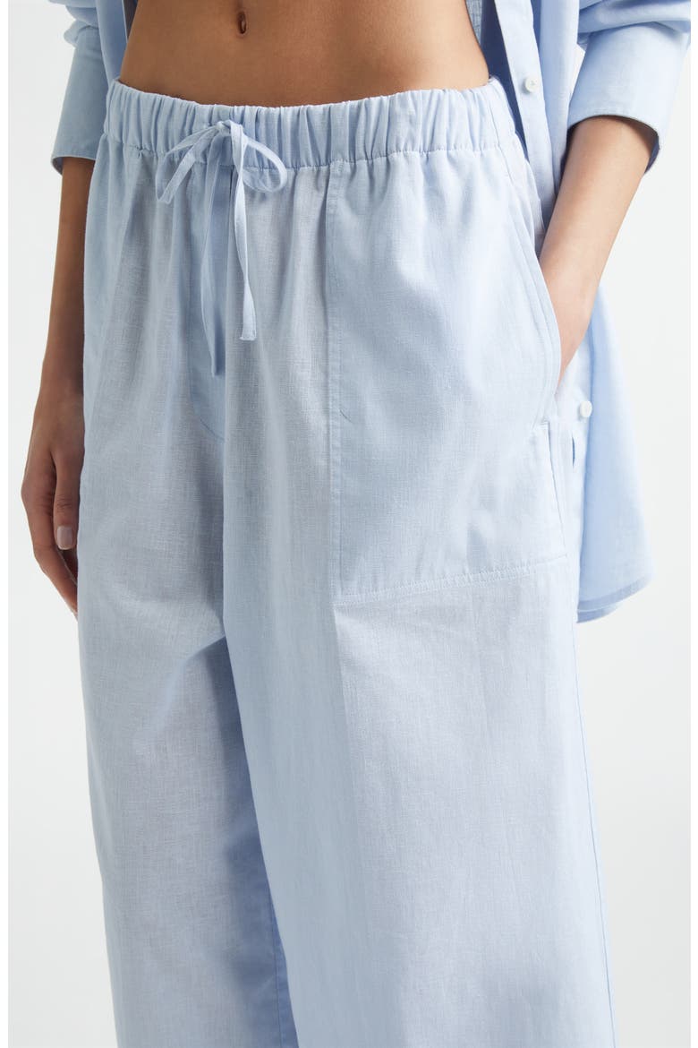Drawstring Cotton & Linen Wide Leg Pants, Alternate, color, SKY