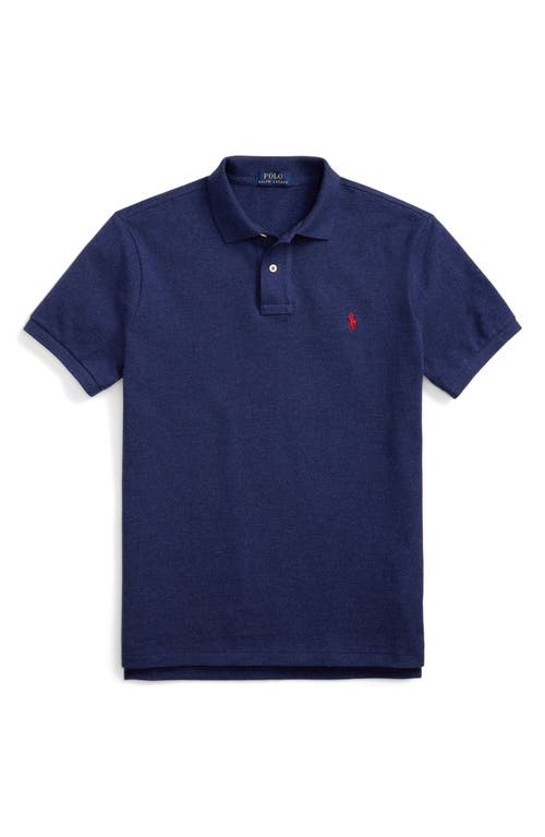Polo Ralph Lauren Icon Logo Tipped Pique Polo Custom Fit In Blue