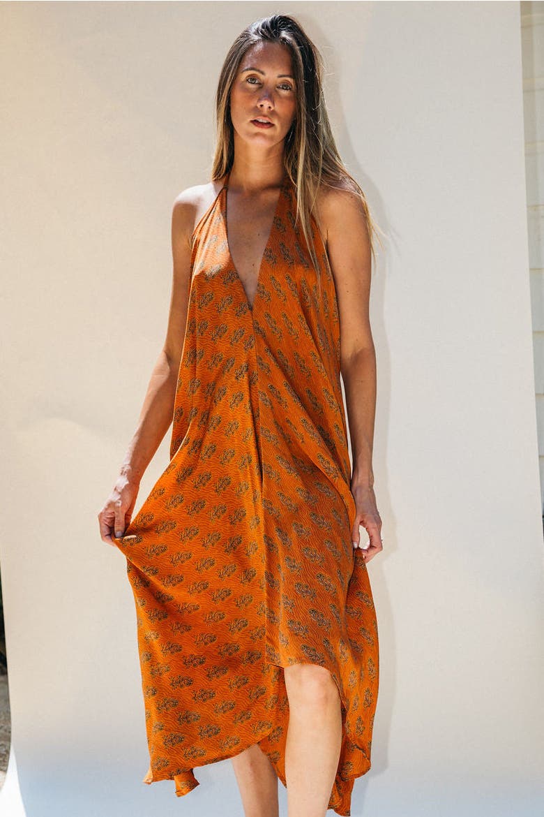 Classic Silk Dress Hope, Main, color, Orange