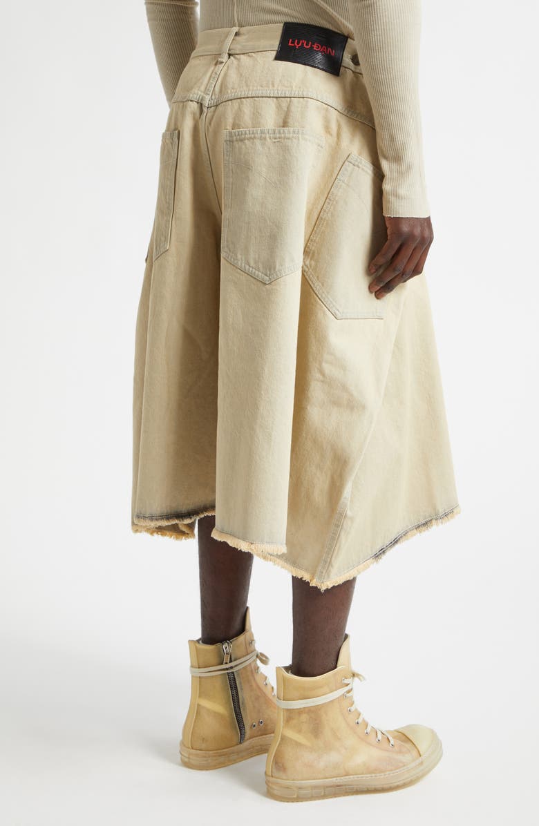 LU'U DAN Maxi Frayed Denim Wide Leg Shorts, Alternate, color, Whitewashed