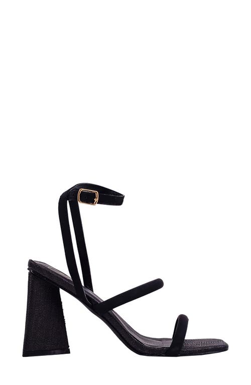 Shushop Evangeline Block Heel Sandal In Black Woven