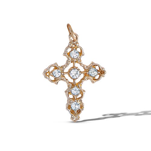 Jessica Simpson Crystal Cross Charm Bracelet In Gold