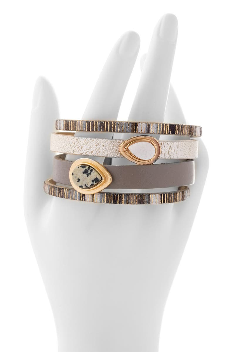 SAACHI Teardrop Stone Multistrand Leather Magnetic Bracelet, Alternate, color, 