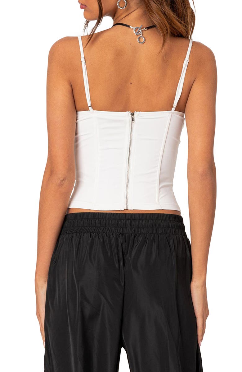 EDIKTED Juno Corset Crop Camisole, Alternate, color, White