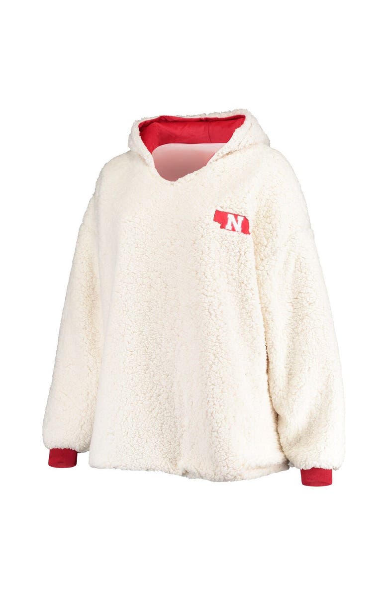 FOCO Scarlet/White Nebraska Huskers Sherpa Big Logo Gradient Reversible Hoodeez, Alternate, color, 