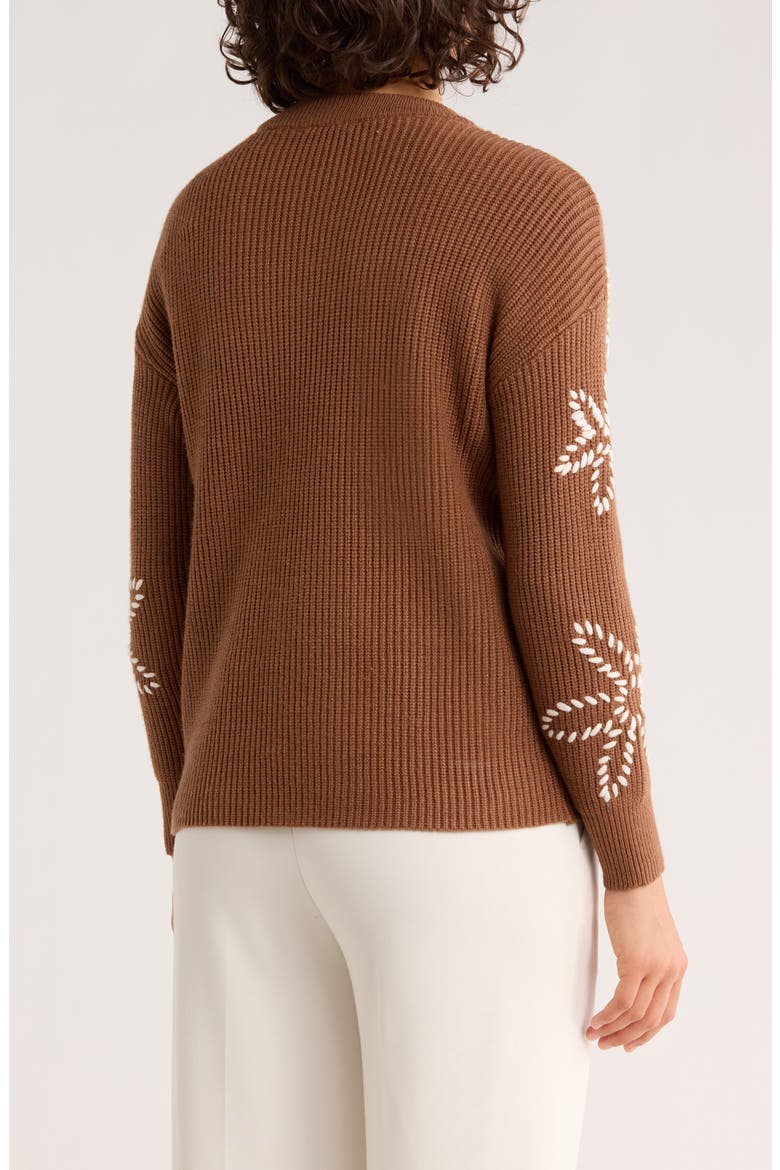 Rib Crewneck Sweater, Alternate, color, CAMEL BEIGE/ CREAM
