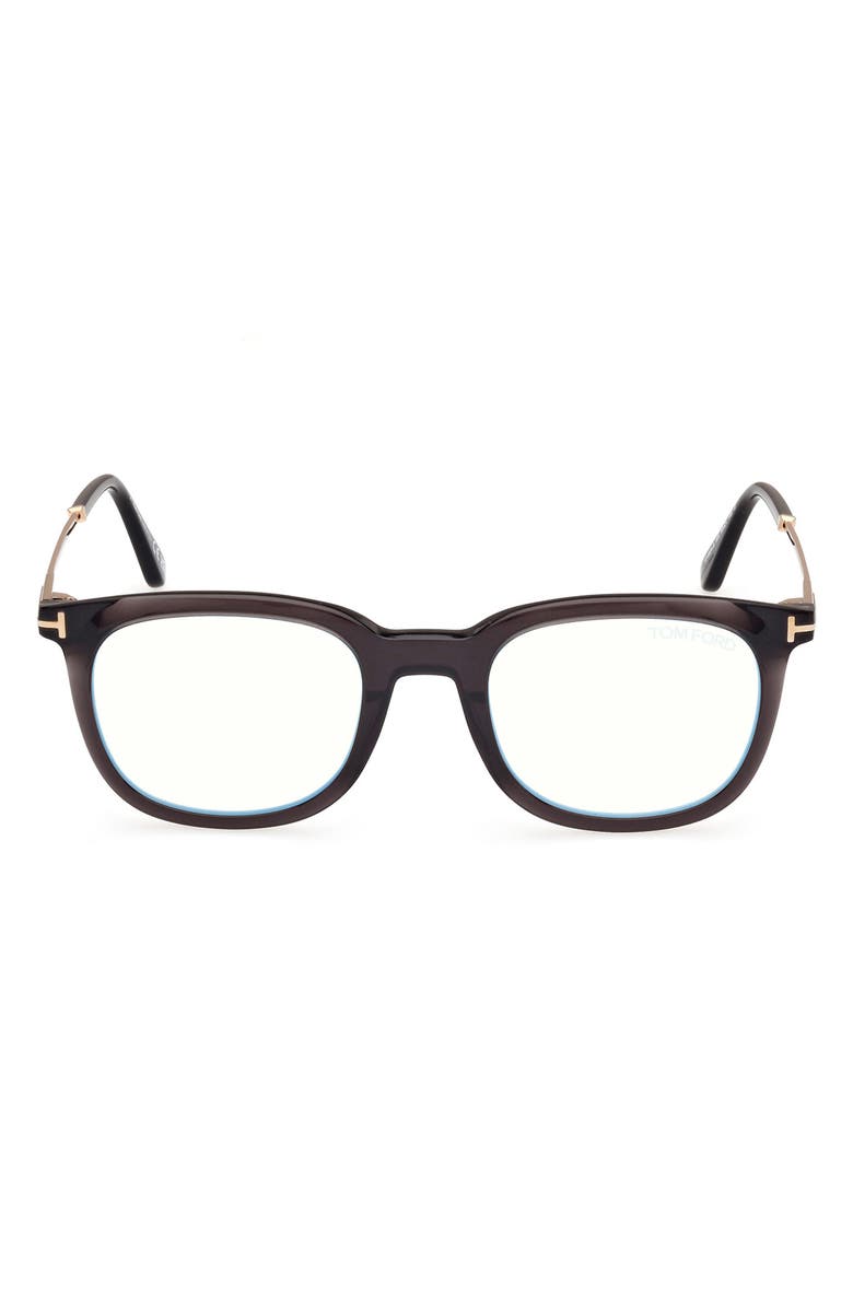 TOM FORD 50mm Square Blue Light Blocking Glasses, Main, color,