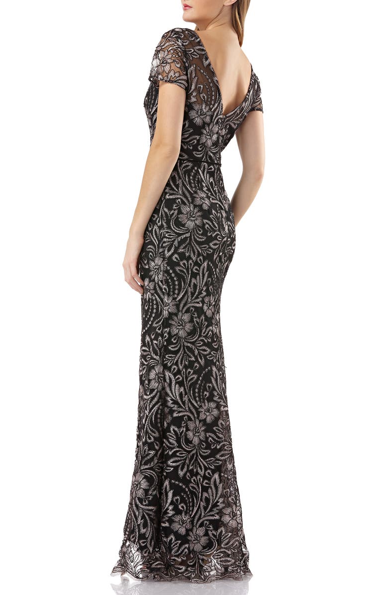 JS Collections Embroidered Trumpet Gown, Alternate, color, 