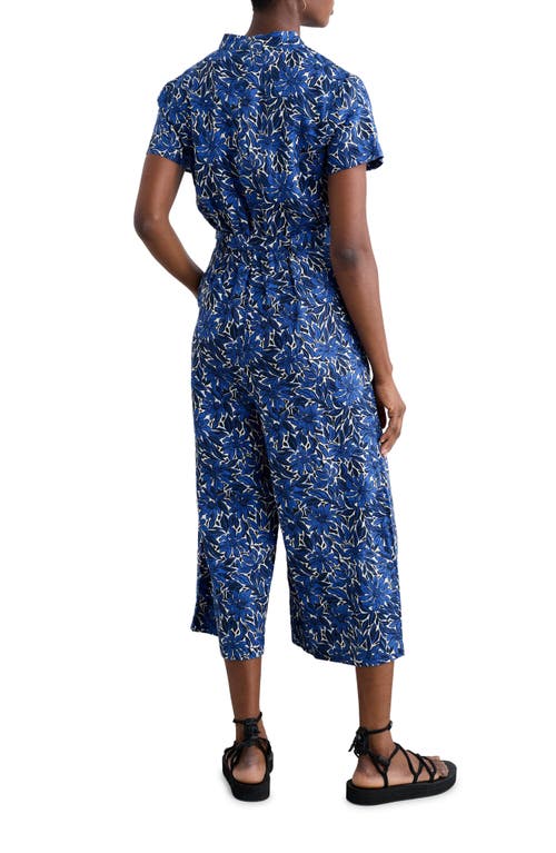 Seasalt Cornwall Treen Cove Linen Jumpsuit In Stream Flower Bright Marine