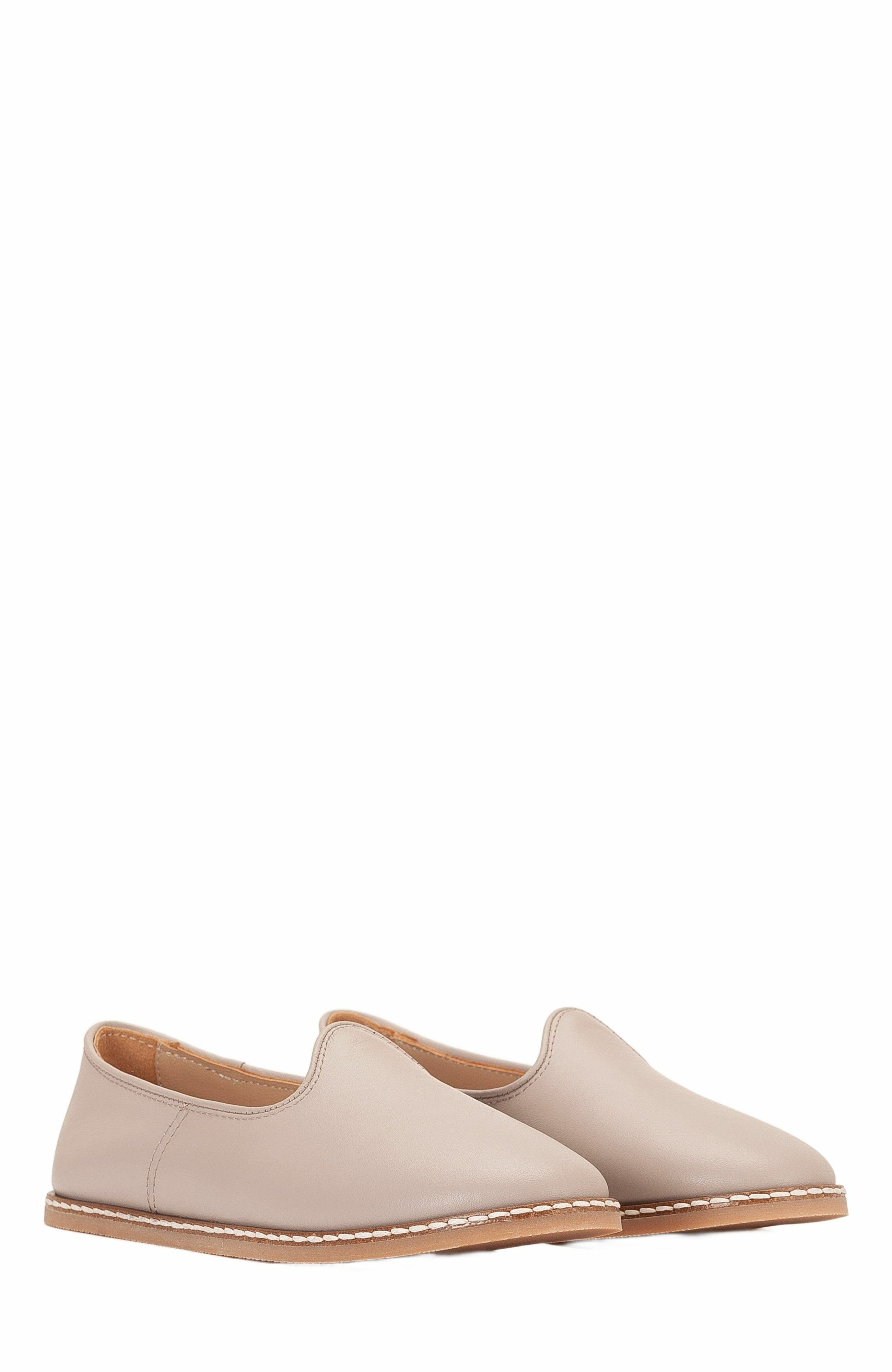 Dalya Leather Slip On Flats, Alternate, color, Dark Beige Leather