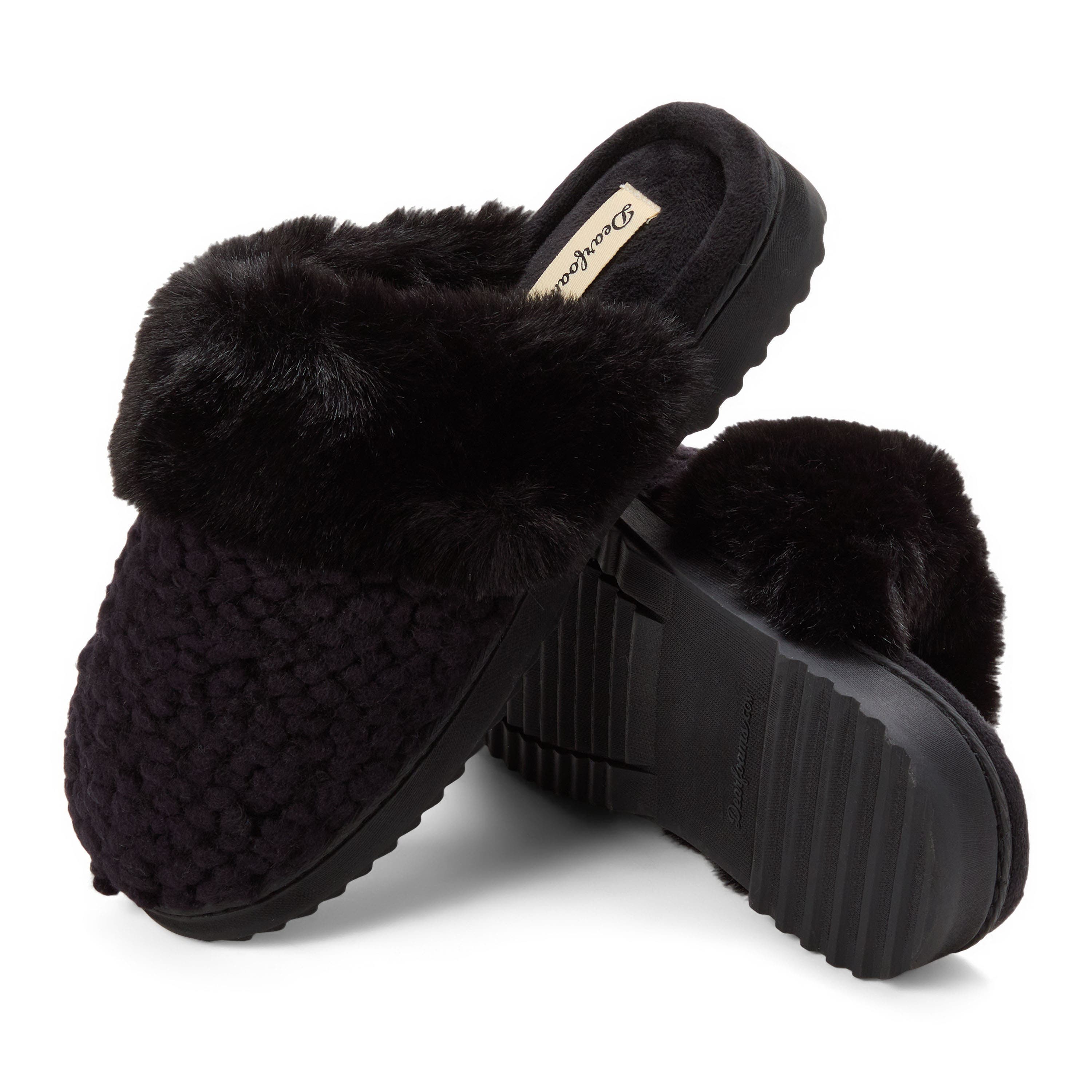 DEARFOAMS Courtney Knit Scuff Slipper, Alternate, color, Black Solid