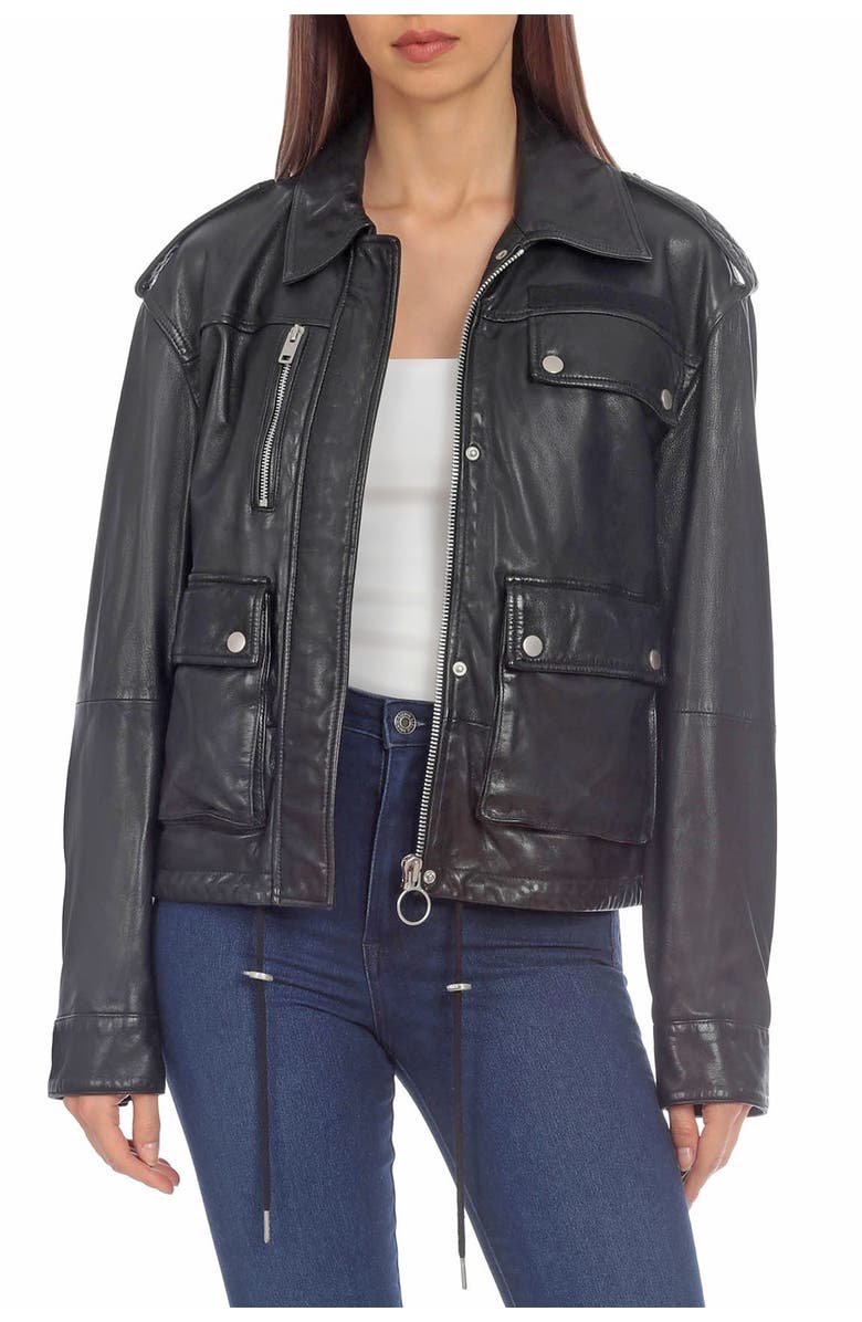 Bagatelle Leather Army Jacket, Main, color,