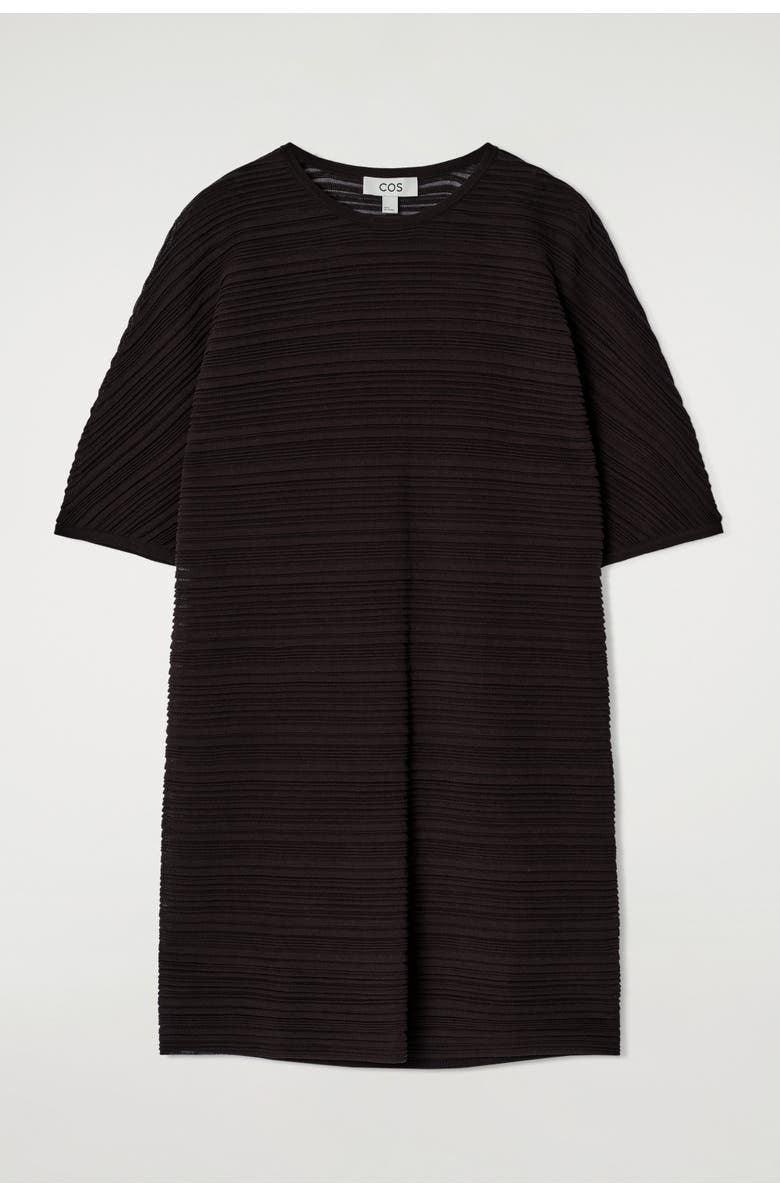 COS Pleated Knit Mini Dress, Alternate, color, Dark Brown