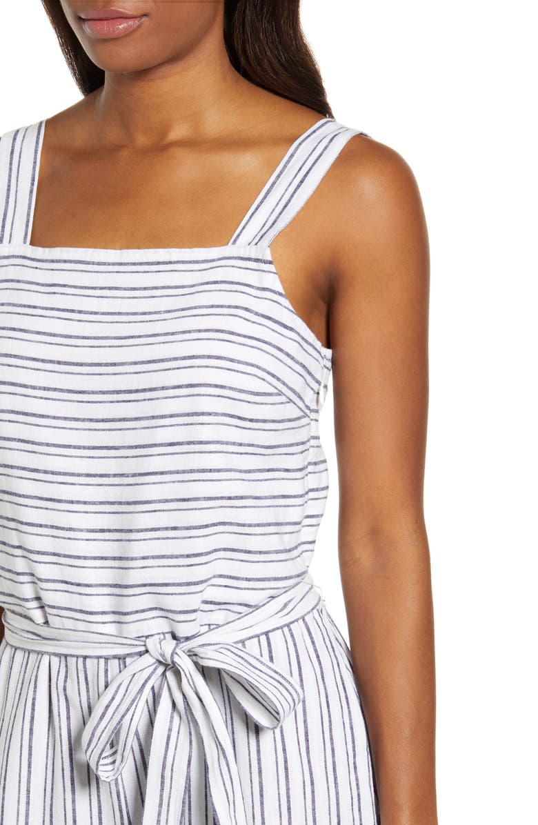 beachlunchlounge Talia Stripe Cotton & Linen Jumpsuit, Alternate, color, 
