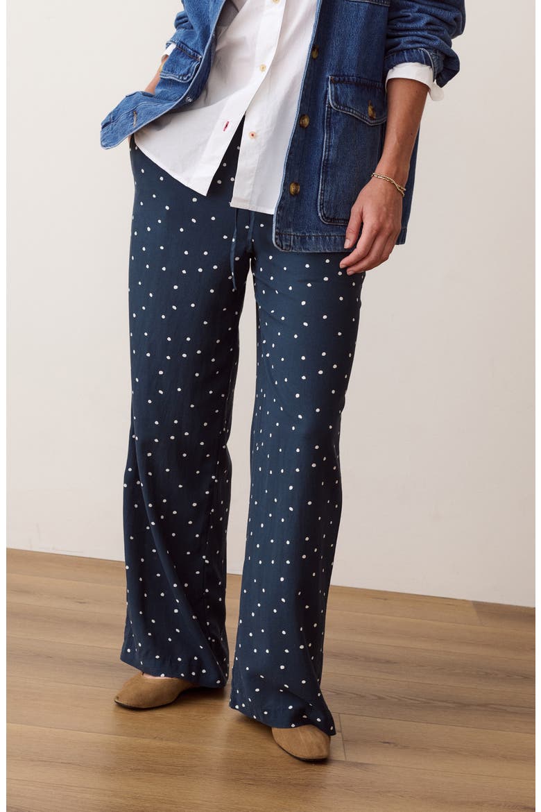 Lucy Drawstring Wide Leg Pants, Alternate, color, NAVY POLKA DOT
