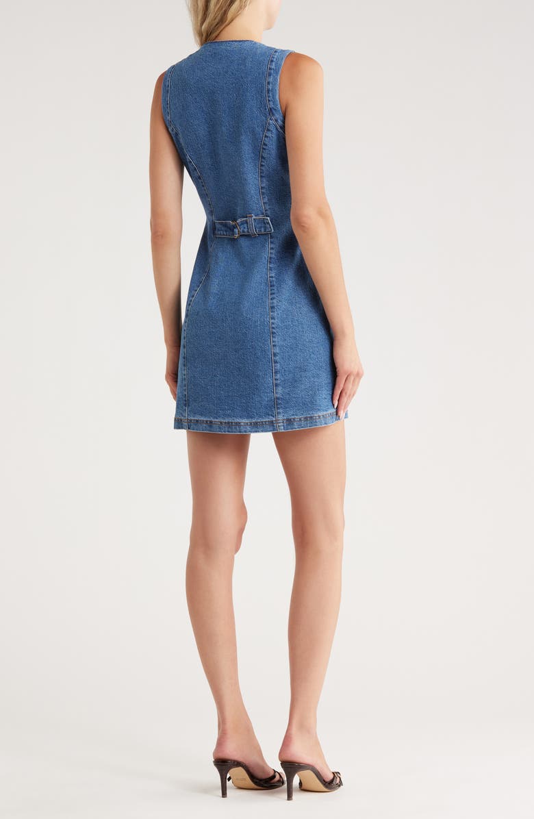 Avec Les Filles Western Button Denim Minidress, Alternate, color, Provence Wash