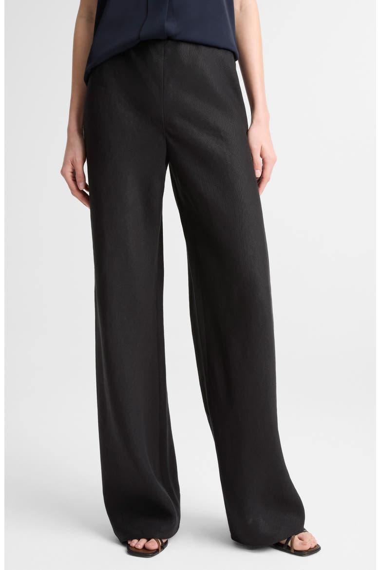 Colette Wide Leg Linen Pants, Alternate, color, BLACK