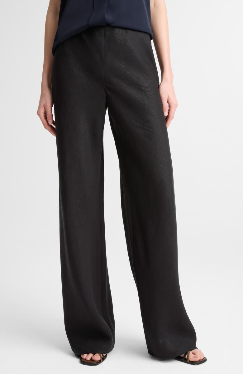 Vince Colette Wide Leg Linen Pants, Alternate, color, Black