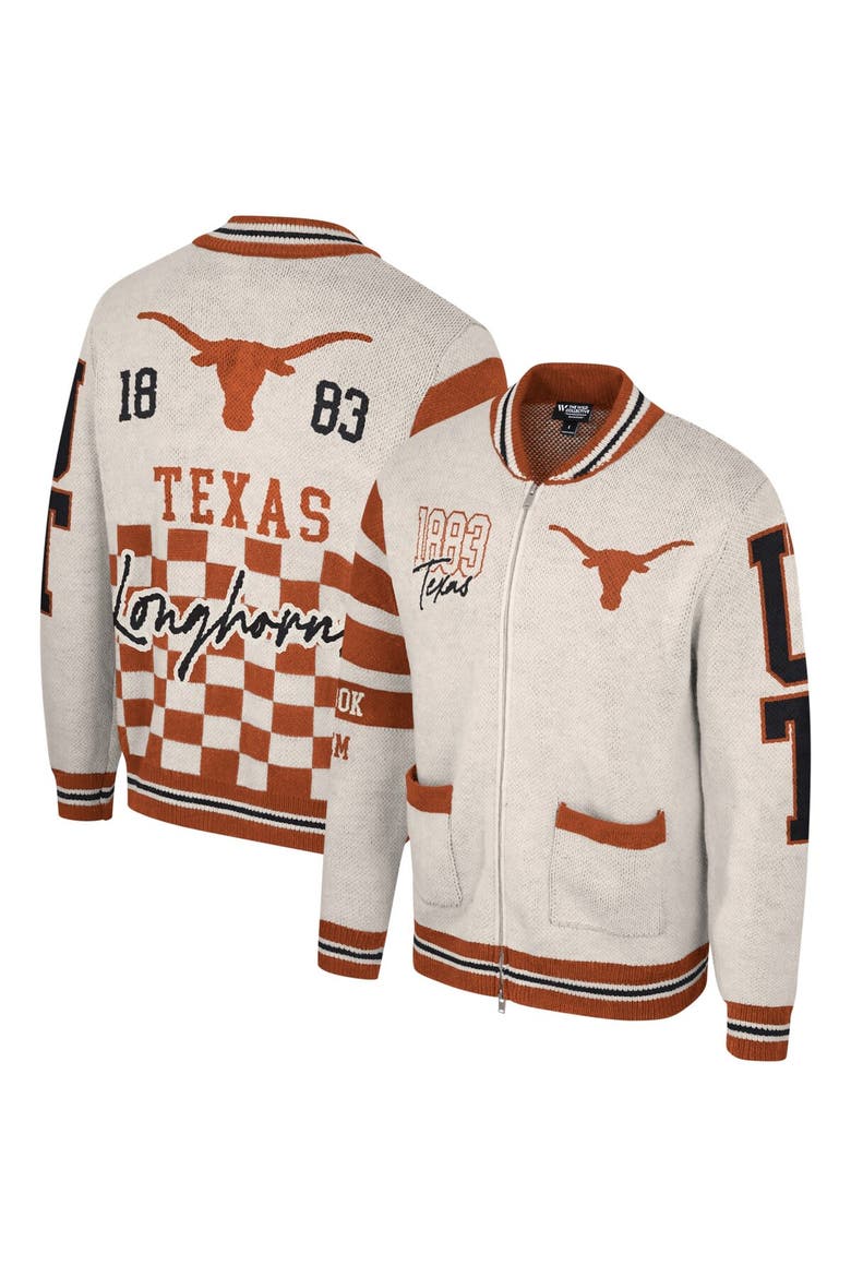 Unisex The Wild Collective Cream Texas Longhorns Jacquard Full-Zip Sweater, Alternate, color, Cream