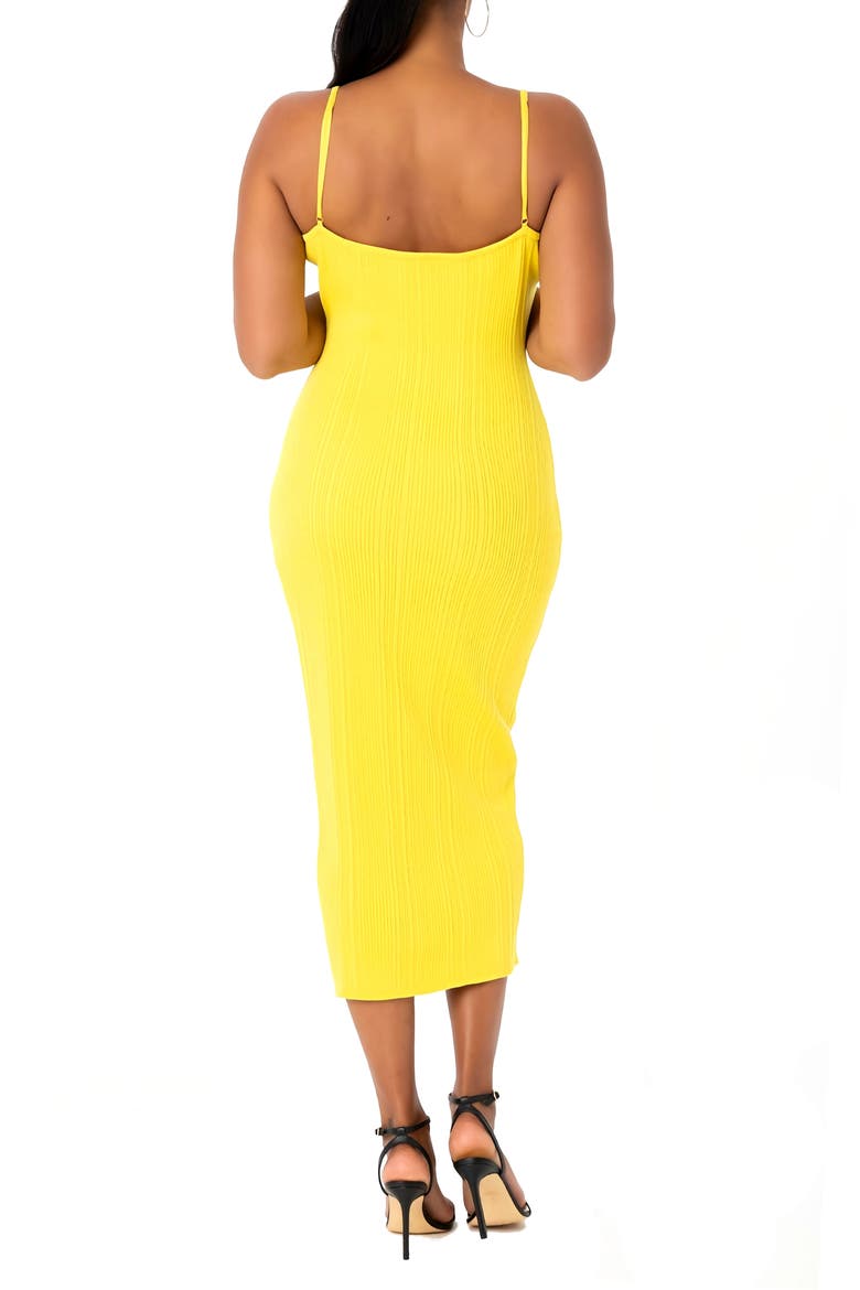 Rib Knit Body-Con Midi Dress, Alternate, color, YELLOW