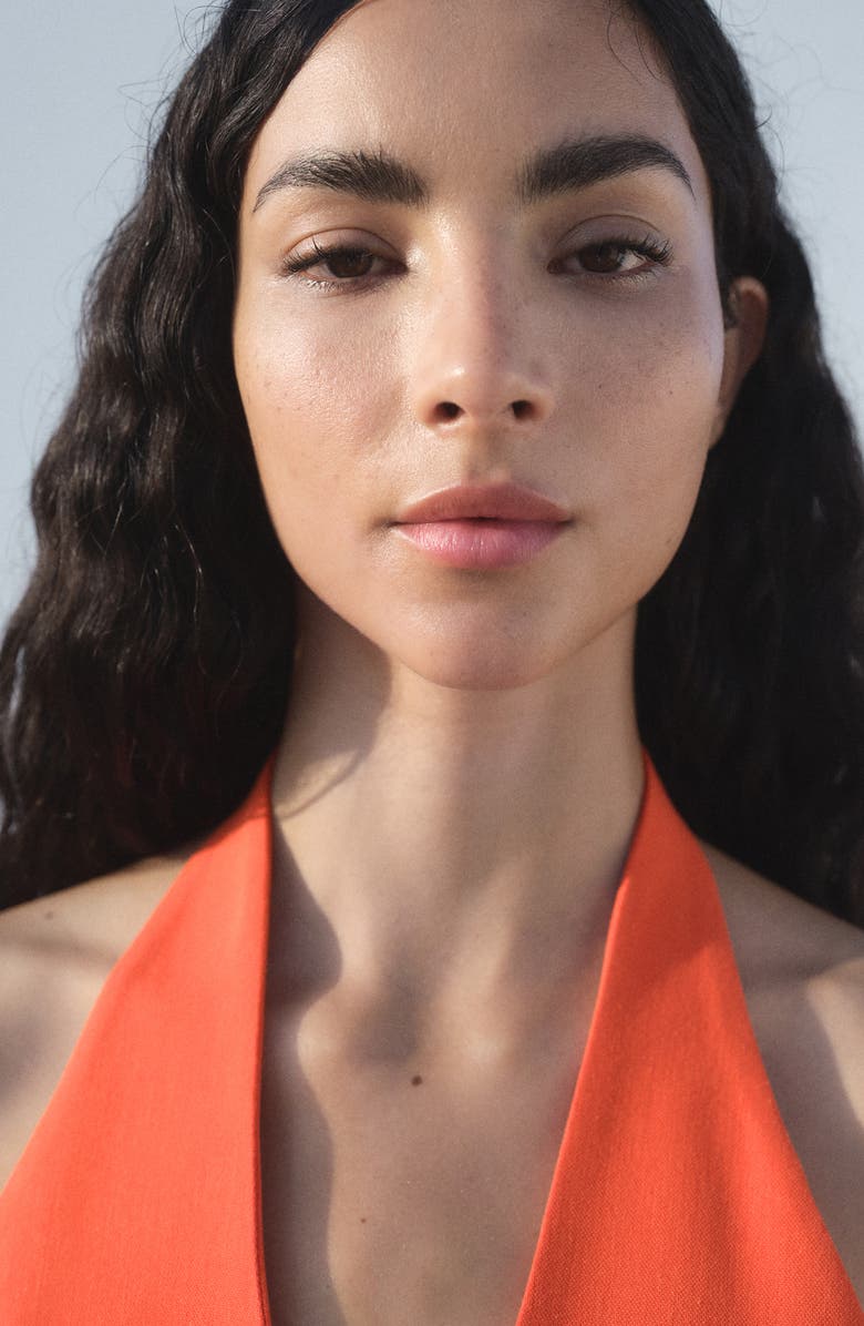 MANGO Halter Peplum Vest, Alternate, color, Coral Red