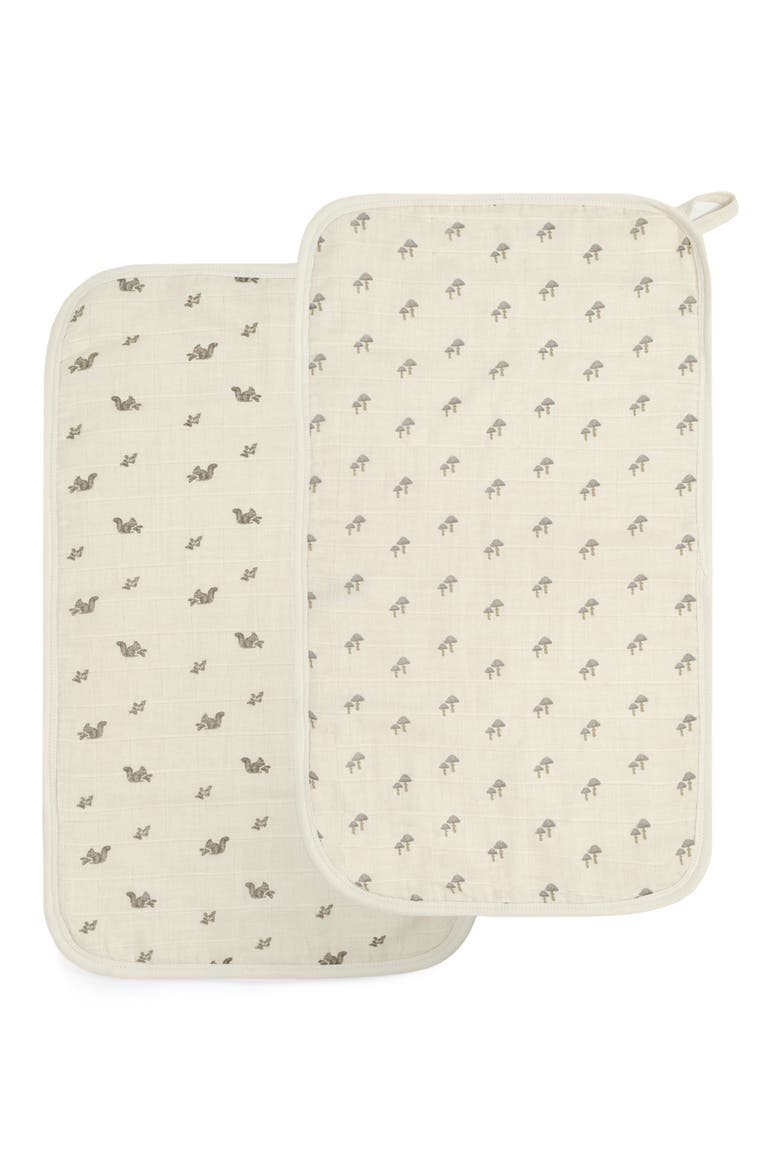 Assorted 2-Pack Organic Cotton Muslin Bibs, Main, color, MUSHROOMS/SQUIRRELS