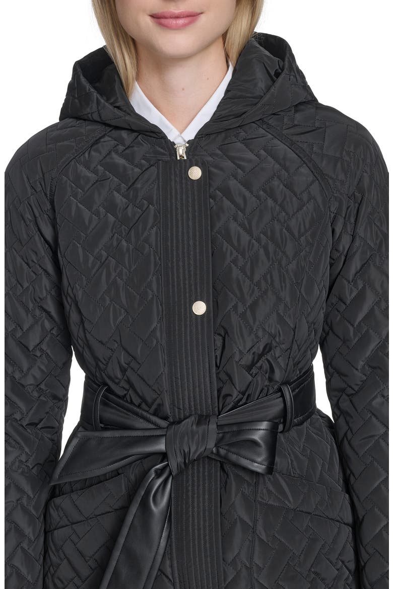 Belted Quilted Jacket, Alternate, color, BLACK