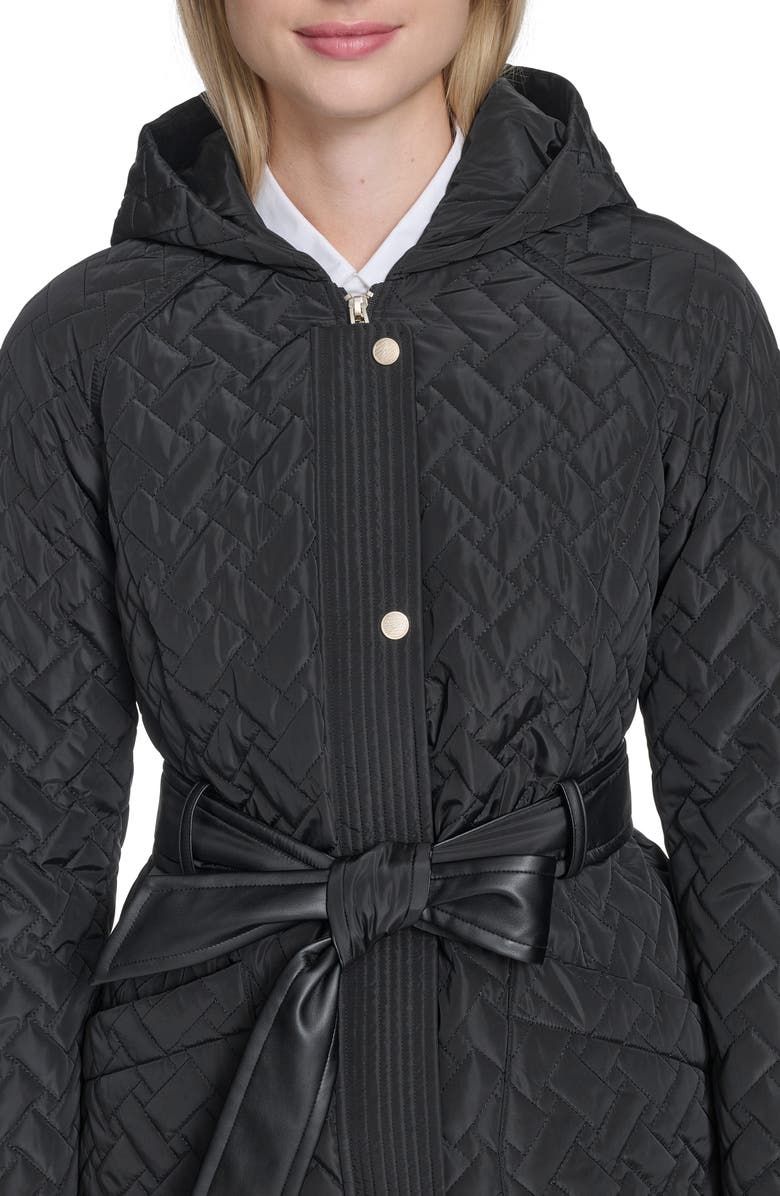 Cole Haan Belted Quilted Jacket, Alternate, color, Black